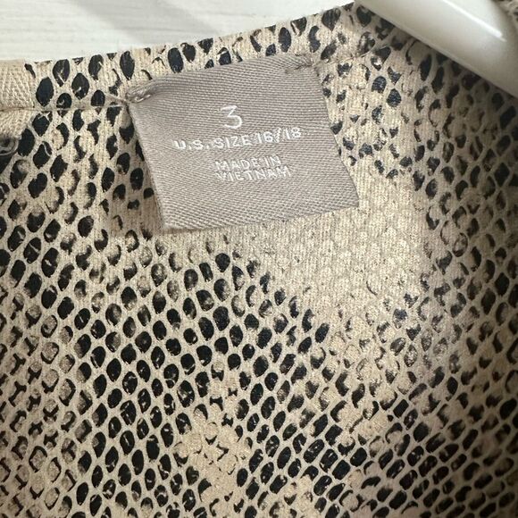 Chico’s Women’s XL Faux Suede Snakeskin l Open Front Jacket Beige Fall - Picture 6 of 11